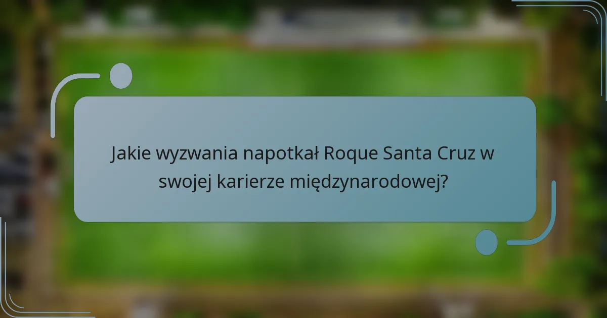 Jakie wyzwania napotkał Roque Santa Cruz w swojej karierze międzynarodowej?